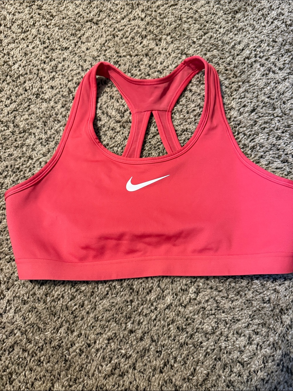 Nike Pink Racerback Sports Bra with White Swoosh